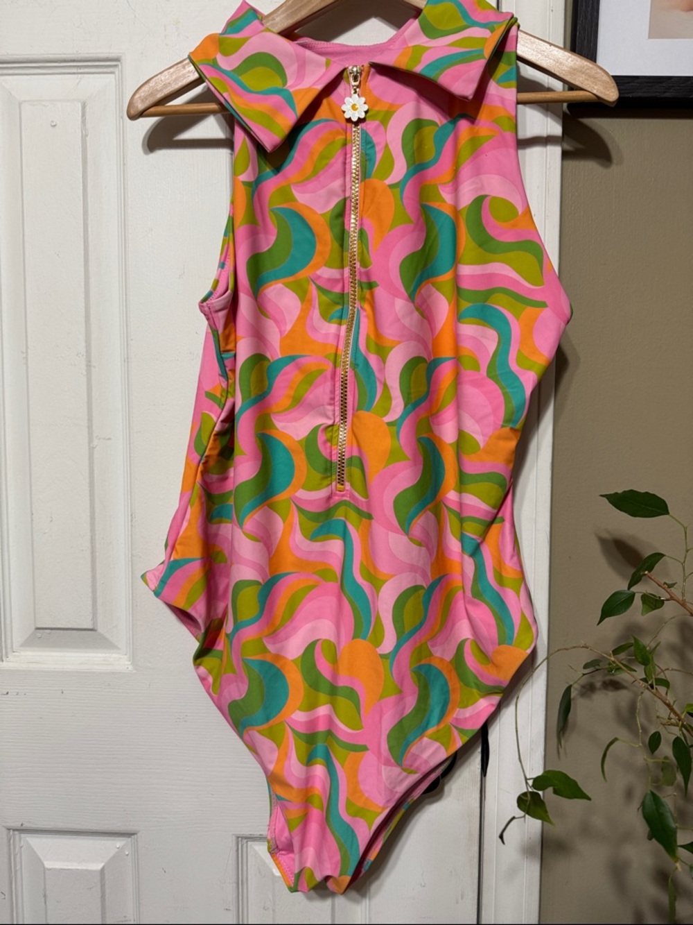 Show Me Your MuMu 🩷Barbie Pink Retro Wave Zip-Back One-Piece TWO X